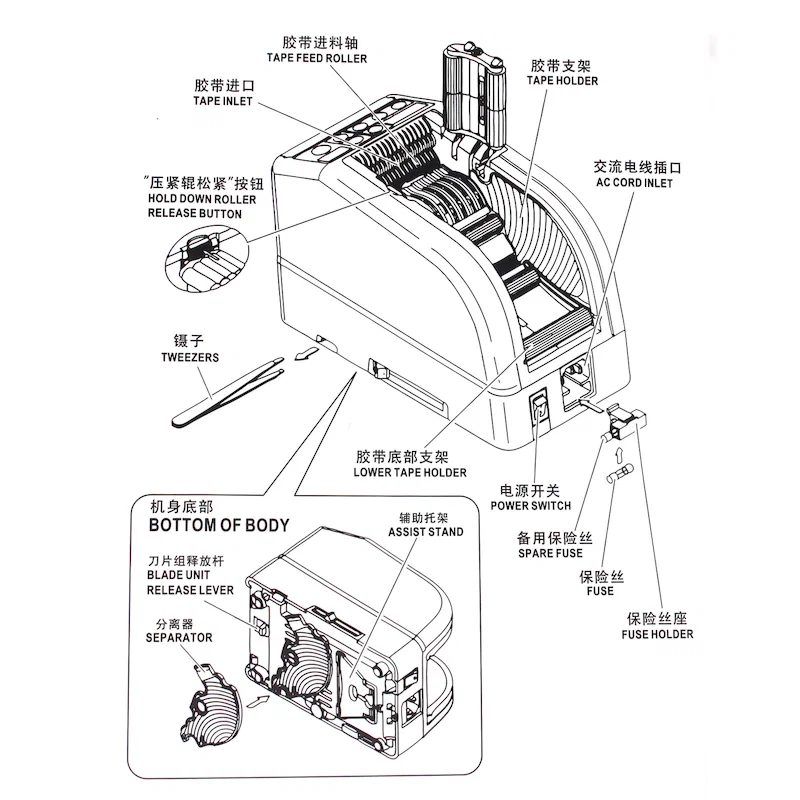 Tape Dispensers Adhesive Non-Adhesive Tape Cutter Packing Machine Dispensador ZCUT-9, Decorative Tape Dispenser, Tape Cutting Machine, Fancy Tape Dispenser