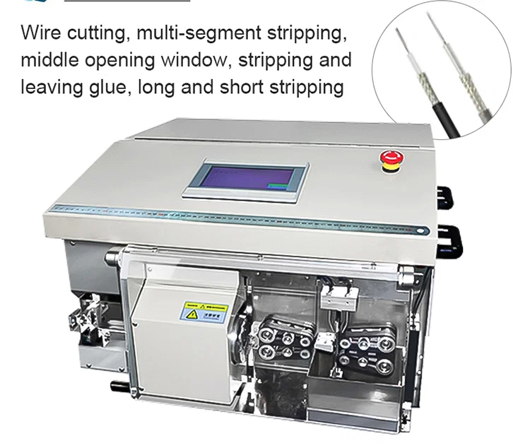 Automatic Coaxial cable cutting stripping machine, Cable Stripping Machine, Coaxial Cable Stripping Machine, Stripping Machine, Flexible Coaxial Wire Peeling Machine, Coaxial Wire Cutting Peeling Machine, Automatic Coaxial Cable Wire Stripping Machine 自动同轴电缆切割剥皮机, 电缆剥皮机, 同轴电缆剥皮机, 剥皮机, 柔性同轴线剥皮机, 同轴线切割剥皮机, 自动同轴电缆剥线机